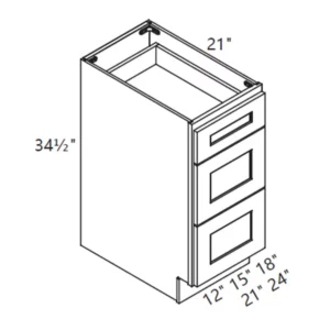 PN Vanity 3 Drawer Base Cabinet - VDB12-24 GS