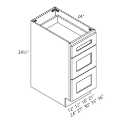 MH – Kitchen Cabinet - Three Drawer Base Cabinet 12-36" CS