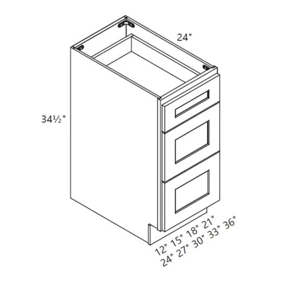 MH – Kitchen Cabinet - Three Drawer Base Cabinet 12-36" CS