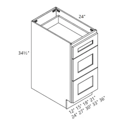 PN – Kitchen Cabinet – 3Drawer Base 12-36″ GS