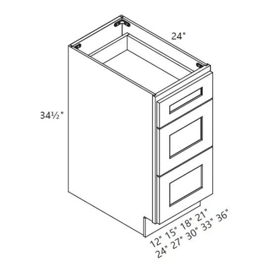 PN – Kitchen Cabinet – 3Drawer Base 12-36″ WS