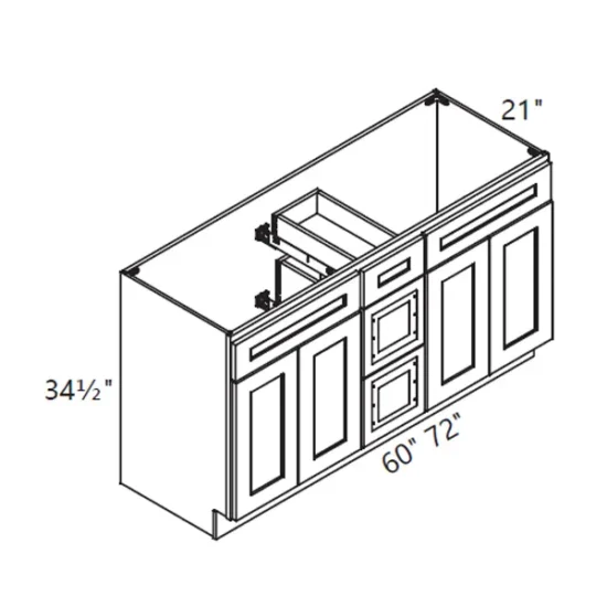 MH – Kitchen Cabinet - Vanity  Sink Base Cabinet 60-72"-3D SS