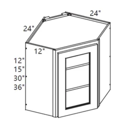 MH – Kitchen Cabinet - Wall Diagonal Corner Glass Cabinet - 24" - Glass Door CS