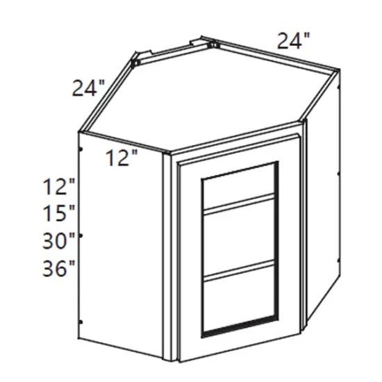 MH – Kitchen Cabinet - Wall Diagonal Corner Glass Cabinet - 24" - Glass Door CS